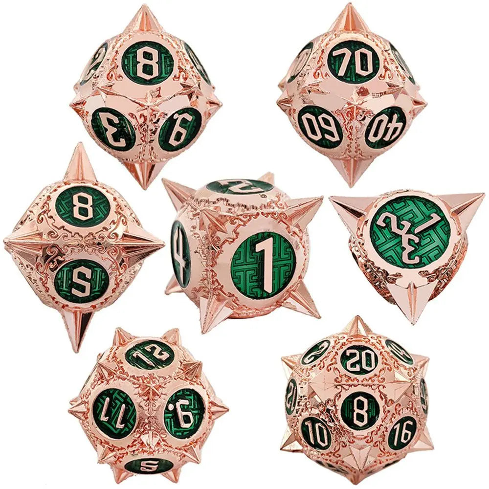 7Pcs Metal Hollow Dice Set Hollow Polyhedral Metal Dices Table Games Accessory For D&d DND D6 D8 D10 D12 D20 C2 -Metal Solid