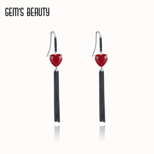 GEM'S BEAUTY 925 Sterling Silver Fashion Jewelry Stud Earrings 2021 For Women Heart Cut Natural Red Agate Handmade Stud Earrings