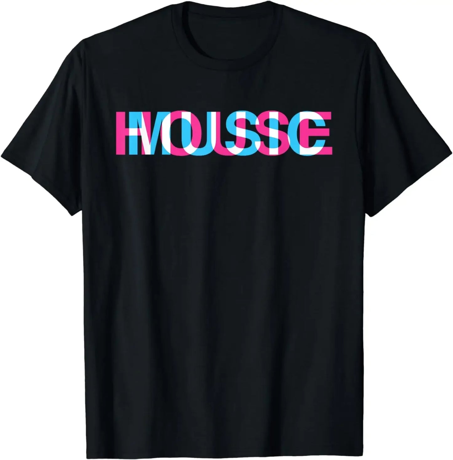 Graphic T Shirts Shirts for Men Tops Camisas House Music Glitch Optical Illusion - EDM Rave DJ T-Shirt oversized t shirt BLACK