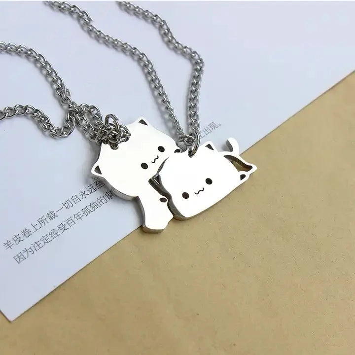 Cat Couple Necklaces For Lovers Yin Yang Animal Pendant Necklace Heart Couples Friendship Jewelry for Lovers Best Friends Gift