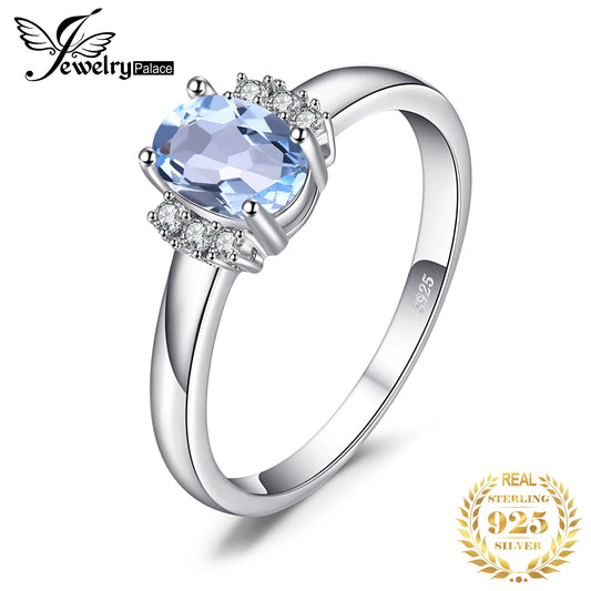 JewelryPalace Oval Natural Sky Blue Topaz 925 Sterling Silver Engagement Ring for Woman Gemstone Fine Jewelry Anniversary Gift 7