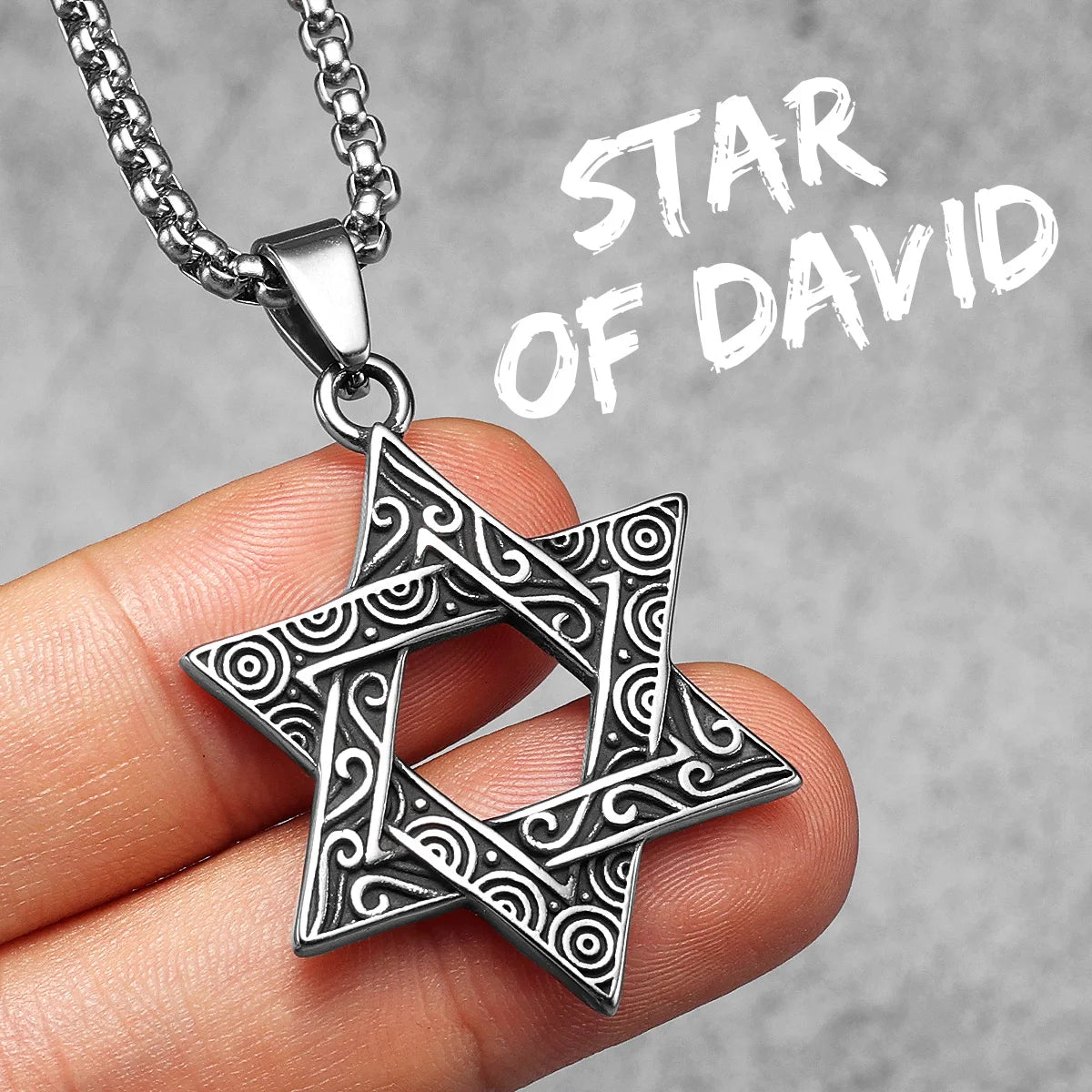 Judaism Solomon's Seal Stainless Steel Men Necklaces Pendant Chain Powerful Amulet Vintage for Women Jewelry Gifts Wholesale