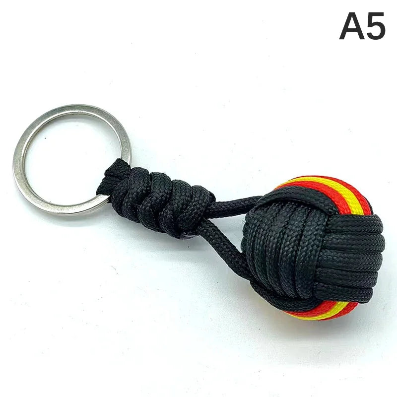 Military Parachute Woven Rope Ball Keychain Lanyard Key Ring Monkey Fist Key Chains Outdoors Survival Tool Jewelry A5