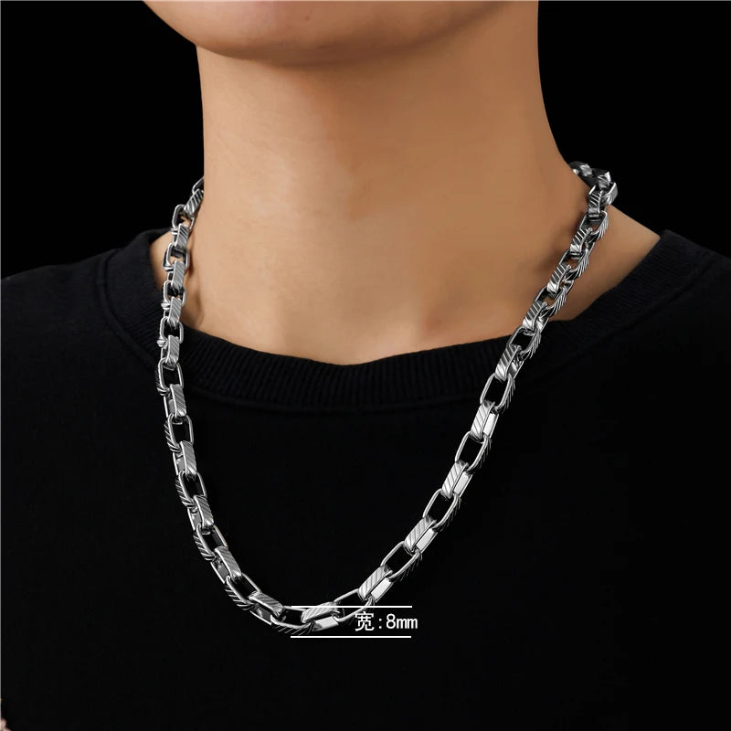 High-end 316L Titanium Steel Hand-assembled Ins Ladies Necklace Male Trendy Personality Hip-hop Sweater Chain Wholesale Light Yellow Gold Color