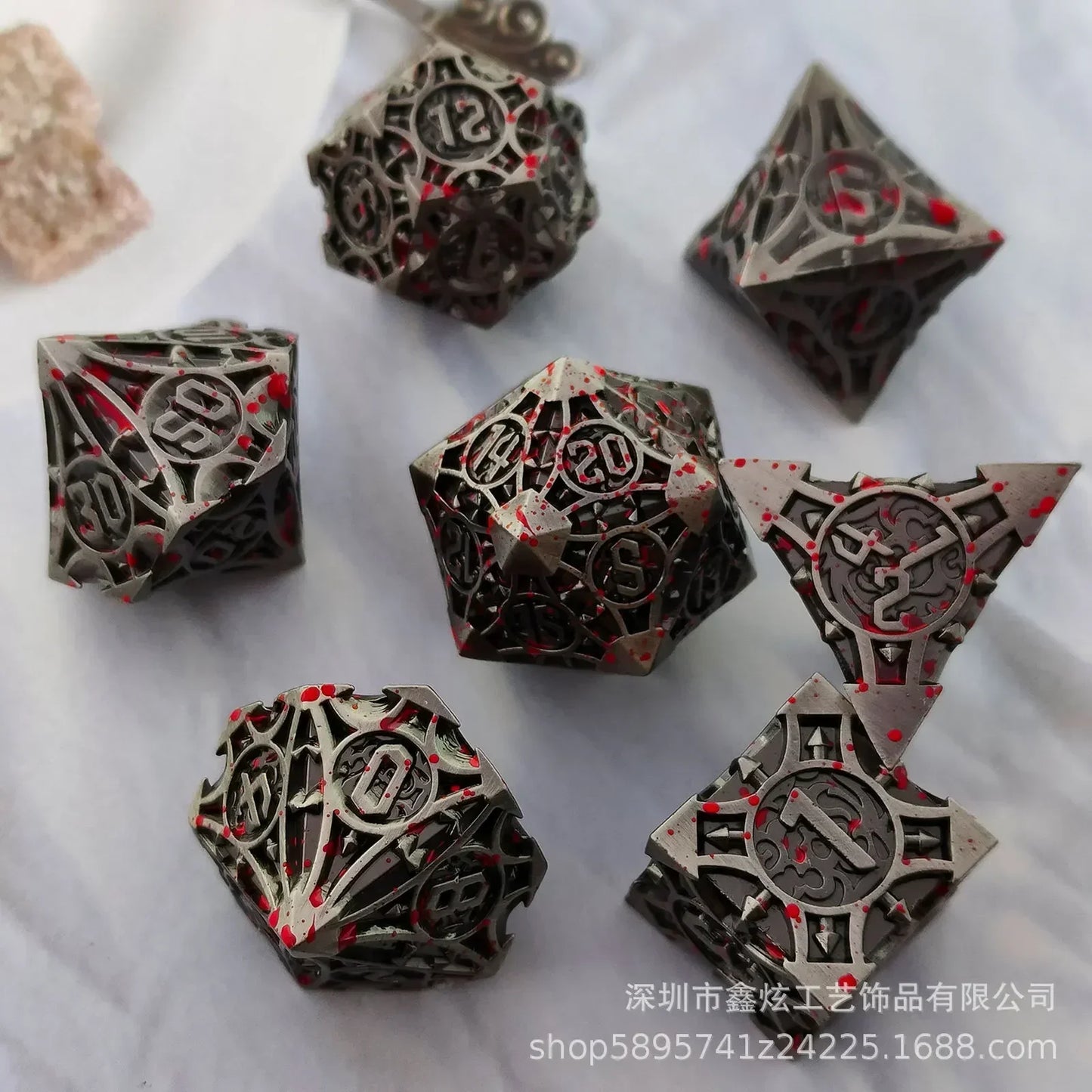 7Pcs Set Metal Dice Solid Polyhedral Number Dice Kit for DND Running Team RPG D4 D6 D8 D10 D12 D20 Table Board Game dnd Dice Set xj