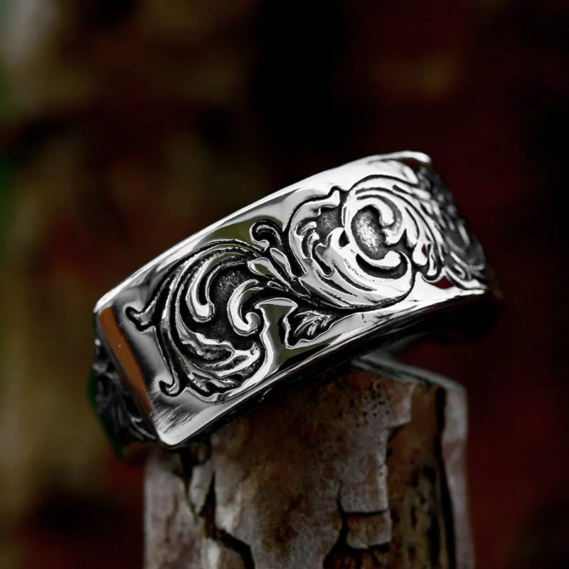 BEIER Cross Antiqued Northern Europe Viking 316L Stainless Steel Ring Gothic Pattern Jewelry  Factory price  BR8-215 US Size