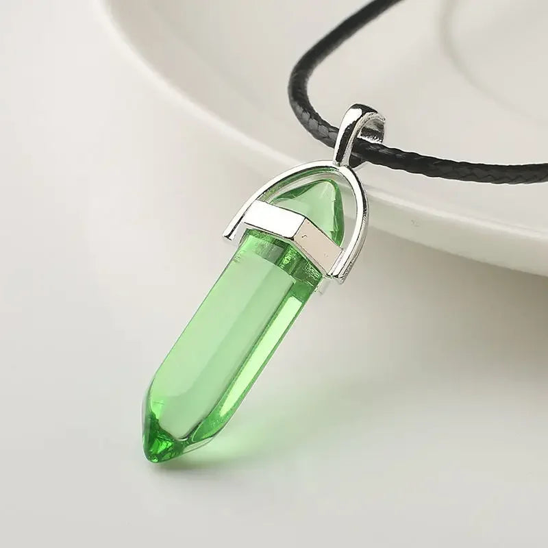 Natural Crystal Wishing Stone Necklace Energy Stone Hexagonal Pendant Men Women Birthday Gift Healing Talisman Jewelry