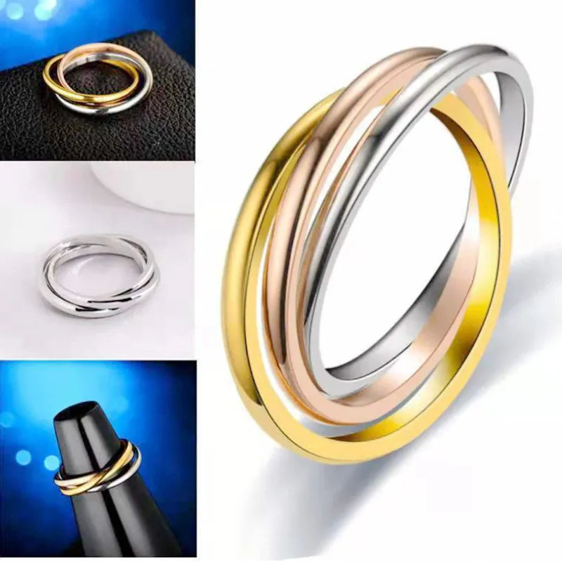 Anti Stress Anxiety Fidget Spinner Couple Rings Rotate Freely Jewelry for Men Women Stainless Steel Knuckle Ring Wedding Bague