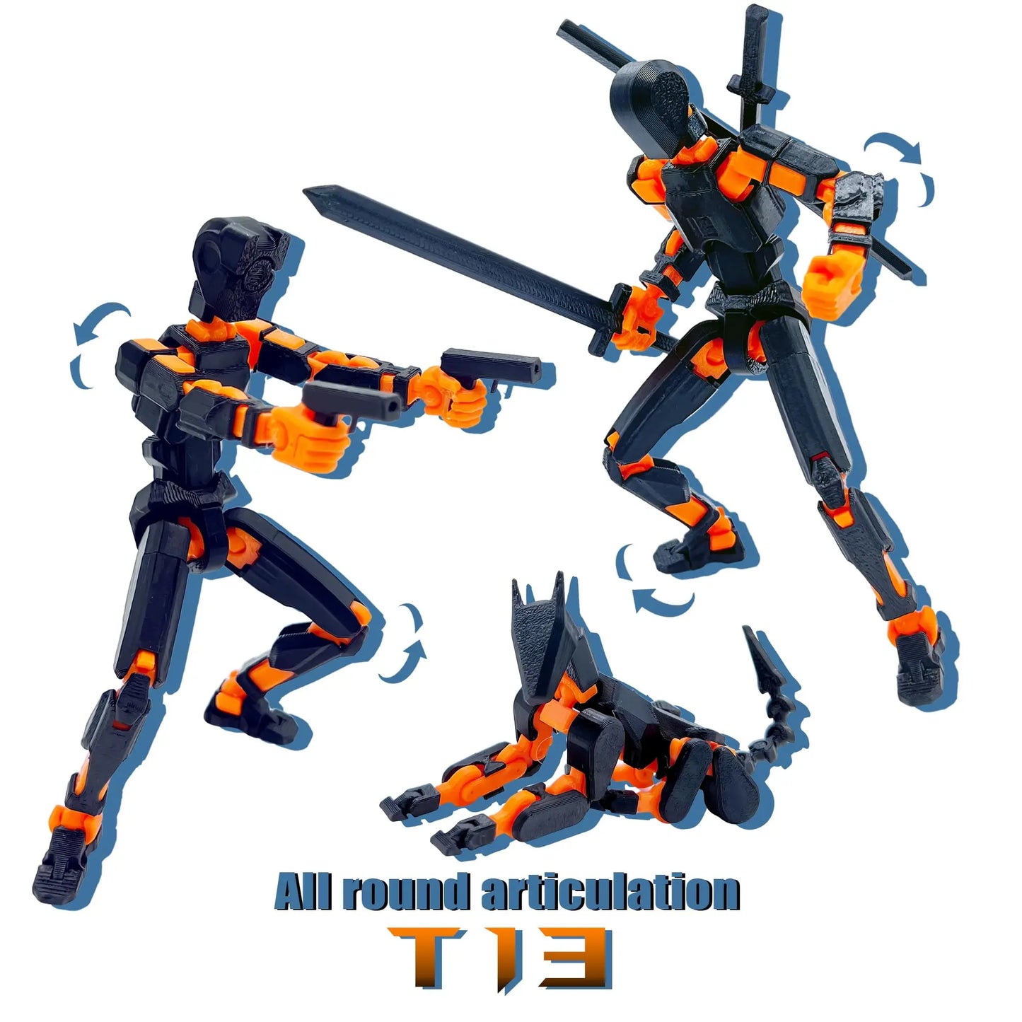 ﻿ (Assembly Completed) T13 Action Figure Set, 3D Printed Toys Robo 13 Action Figure,Dummy 13 Titan 13 Action Figure
