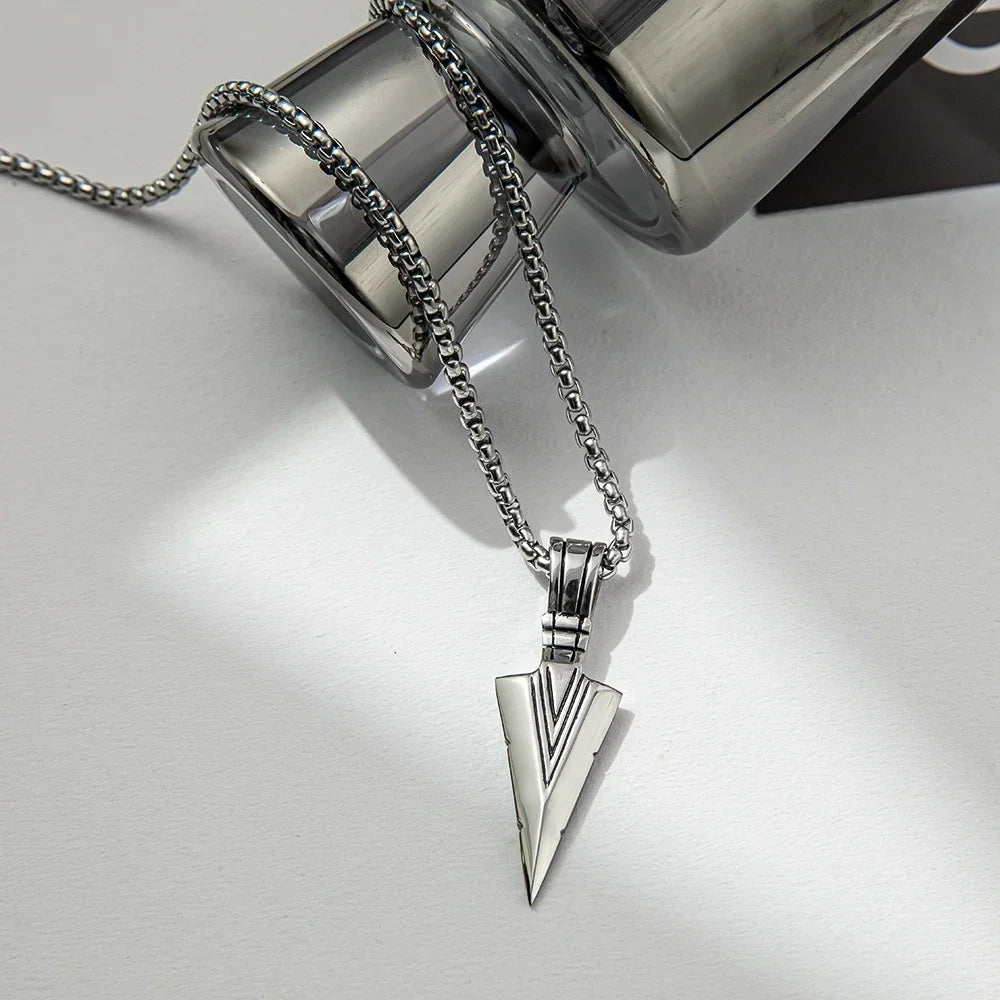 New Exquisite Fashionable Retro Spearhead Arrow Pendant Necklace For Personalized Men'S And Women'S Jewelry Accessories Gifts