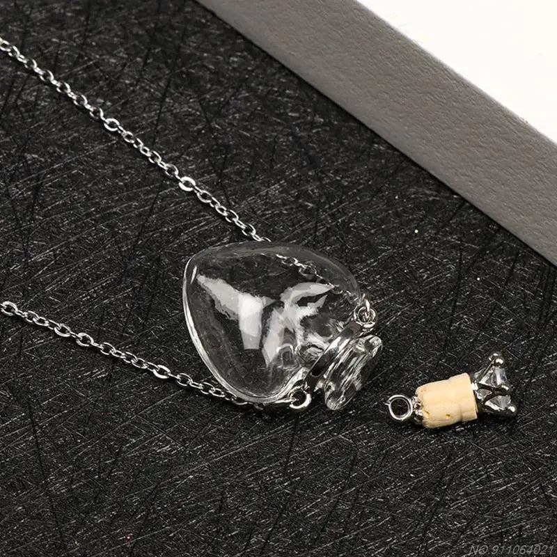 Transparent Heart Vial Bottle Necklaces Steel Chain Make Blood Vial Necklace Women Jewelry Gift Dropship