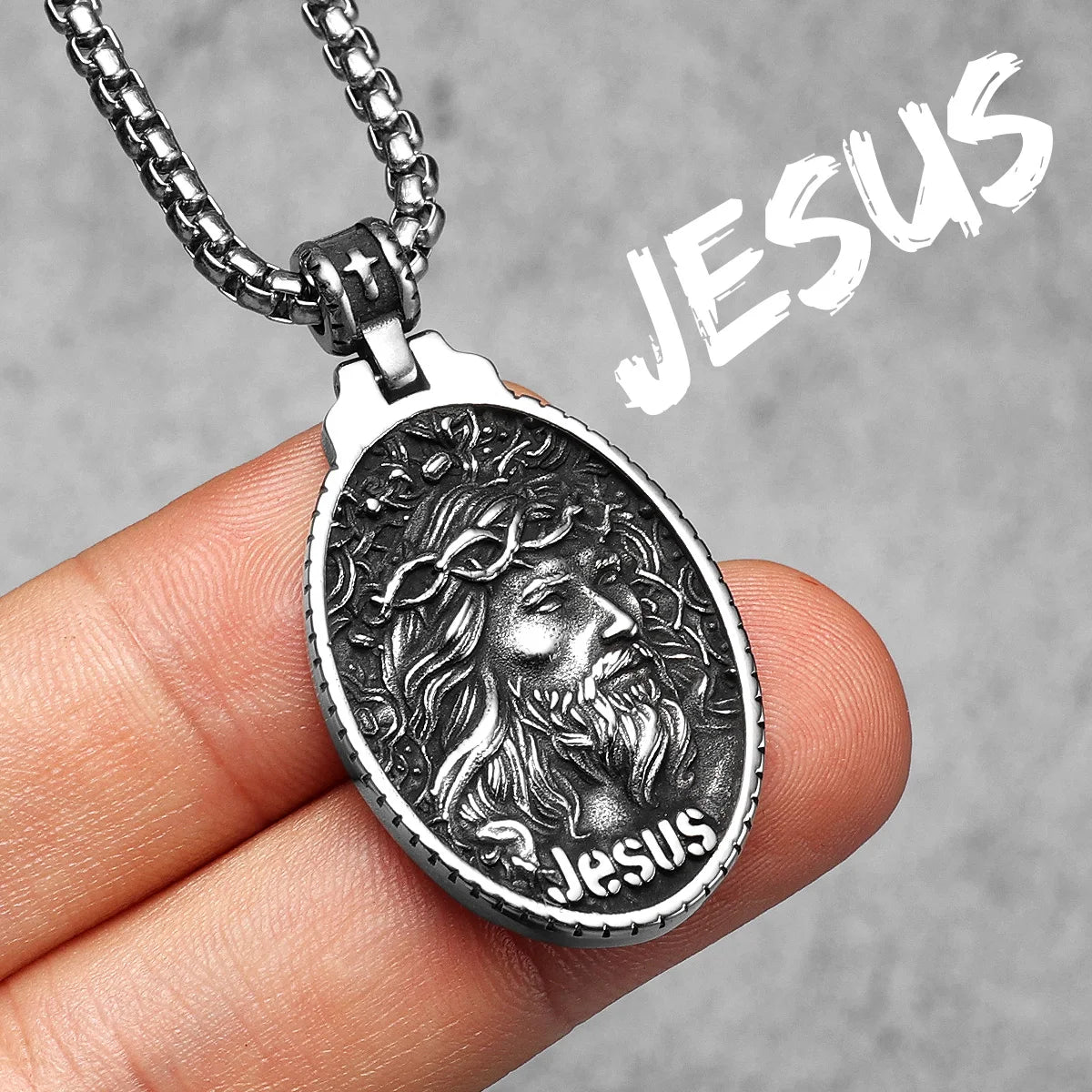 Jesus Heart Cross Series Stainless Steel Men Necklaces Pendant Chain Powerful Amulet Vintage For Women Jewelry Gifts Wholesale