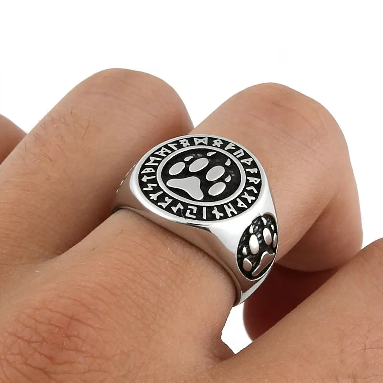 HNSP 316L Stainless Steel Viking Style Rune Bear Claw Ring For Men Male Finger Jewelry Accessories