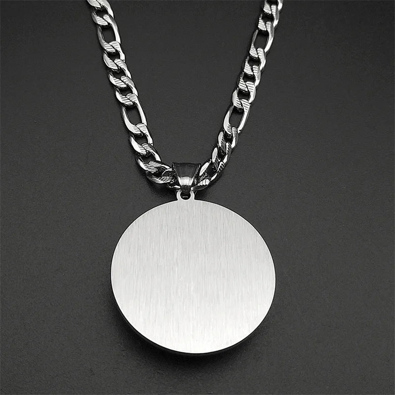Sacred Heart of Jesus Medal Round Pendant Necklace for Women Men Stainless Steel Christian Talisman Protection Religious Jewelry