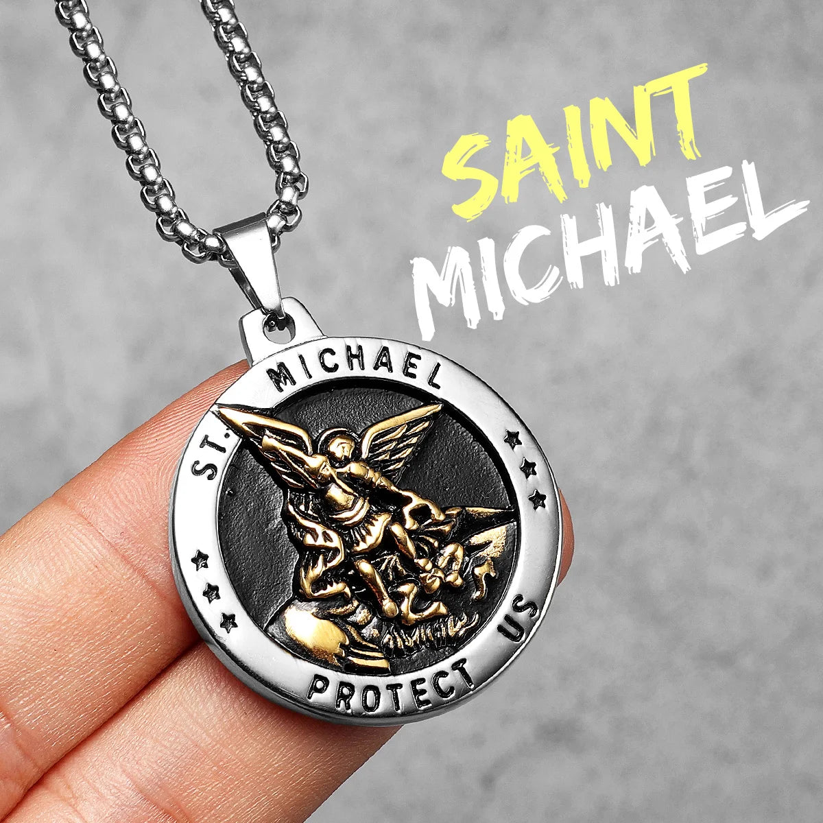 Arch Angel St.Michael Stainless Steel Men Necklaces Pendant Chain Amulet Vintage New In For Women Fashion Jewelry Gift Wholesale