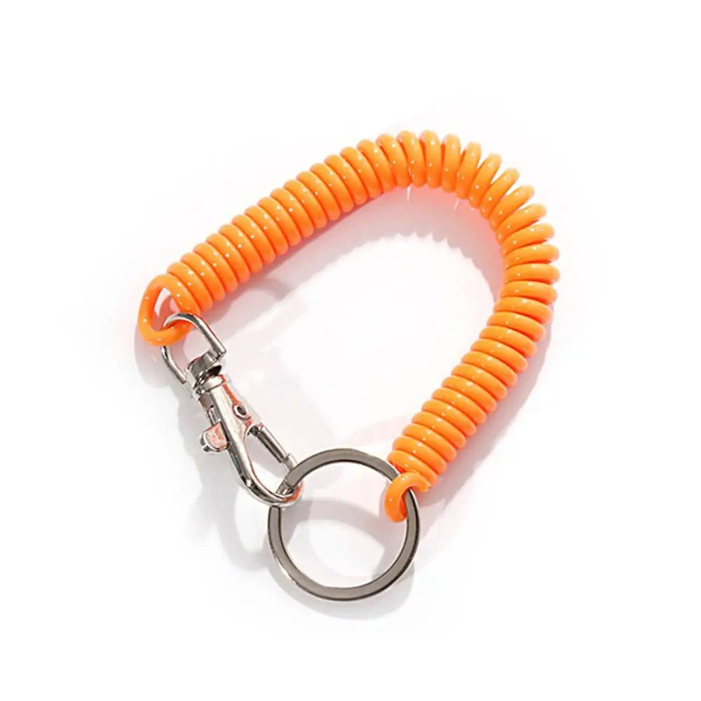 18cm Spiral Elastic Spring Rope Keychain Key Ring Metal Carabiner For Outdoor Anti-lost Phone Spring Key Cord Clasp Hook