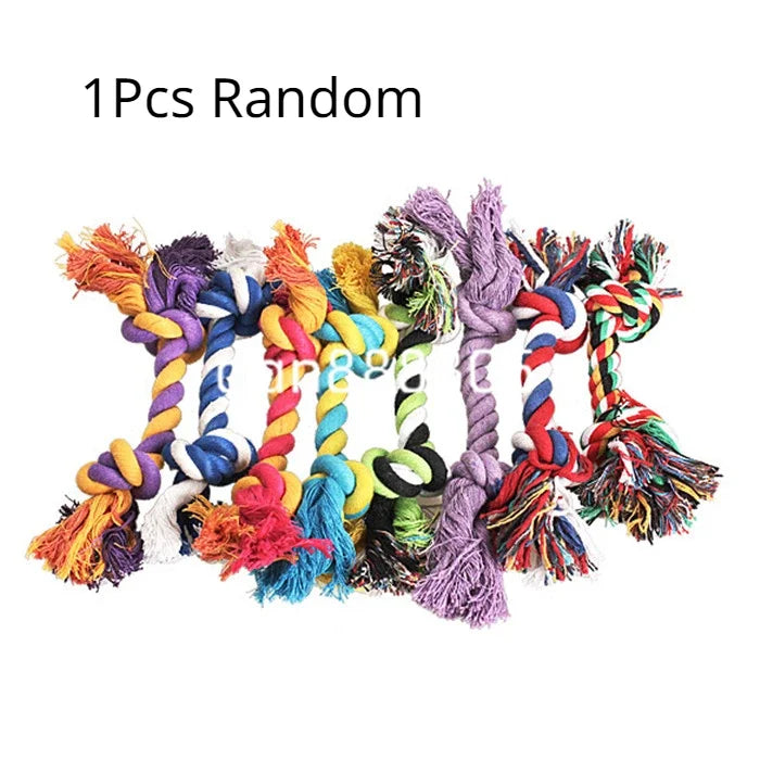 1 pcs Pets dogs pet supplies Pet Dog Puppy Cotton Chew Knot Toy Durable Braided Bone Rope 15CM Funny Tool (Random Color ) Randomly About 15cm