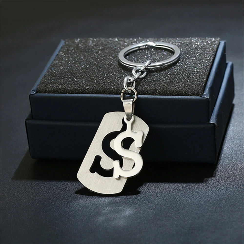 NEW DIY Stainless Steel A-Z Letters key Chain Charm 26 Letters KeyChain Men Women keychain Couple gift Jewelry Car Key Ring 4010-S