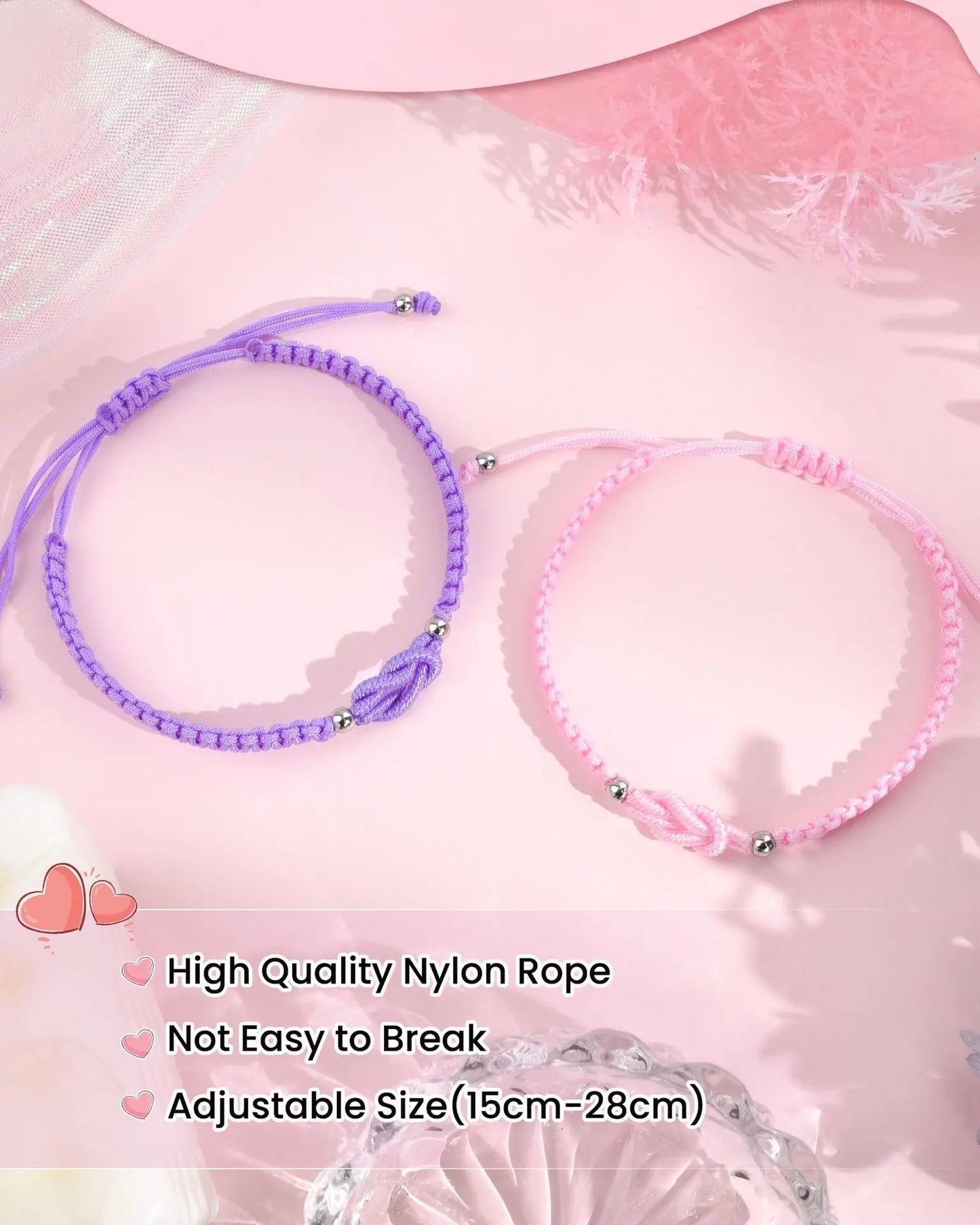 Pinky Promise Knot Couples Bracelets Anniversary Christmas Valentines I Love You Gifts for Boyfriend Girlfriend Women Men