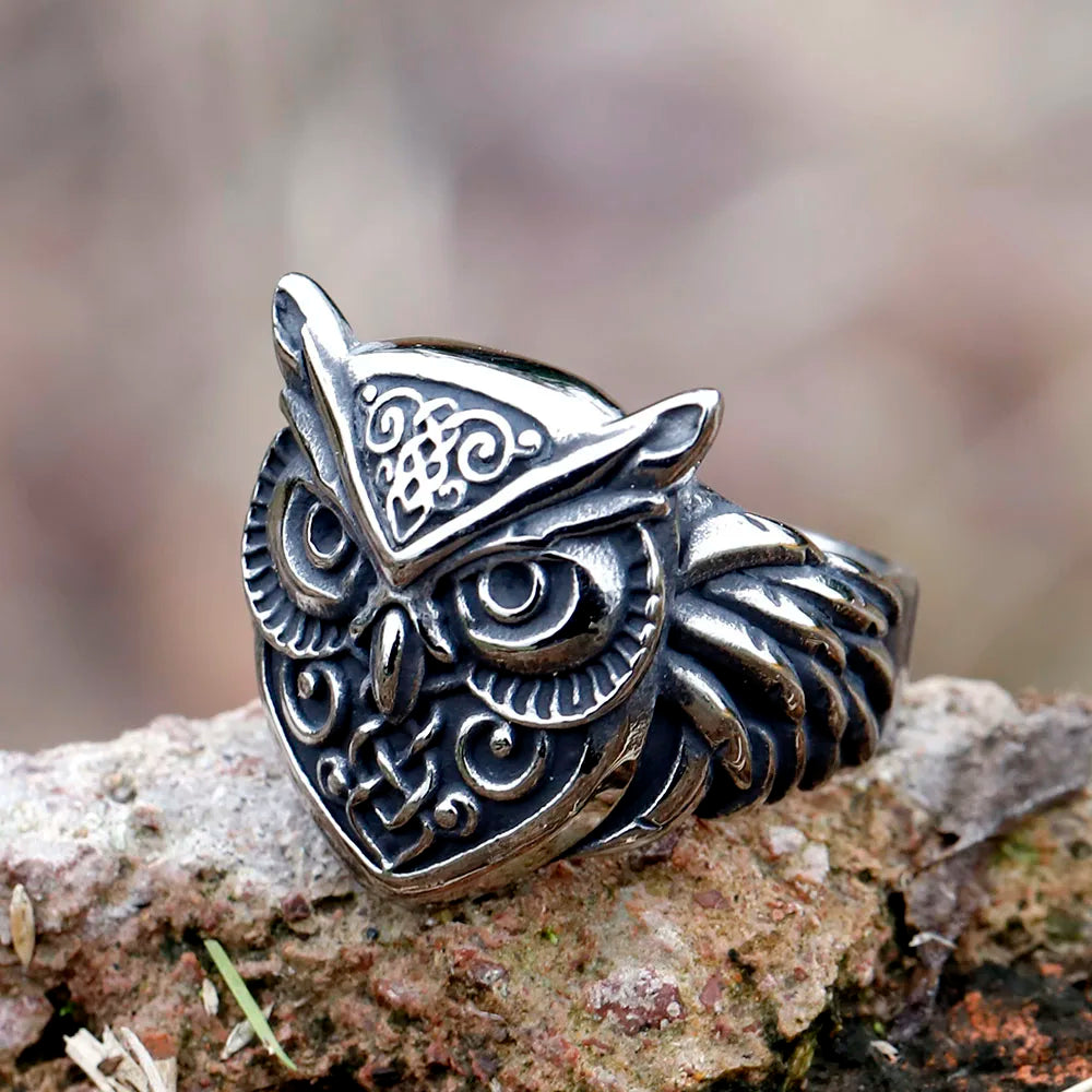 2023 NEW Men's Stainless Steel Odin Norse Anel Amulet owl head Viking animal Rings For Men Women Retro Jewelry