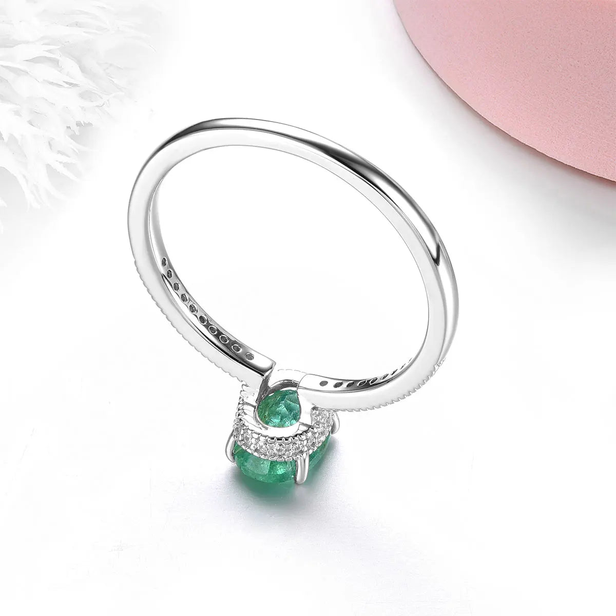 Natural Emerald Sterling Silver Rings 0.7 Carats Genuine Precious Emerald Women Classic S925 Fine Jewelry Style Christmas Gifts