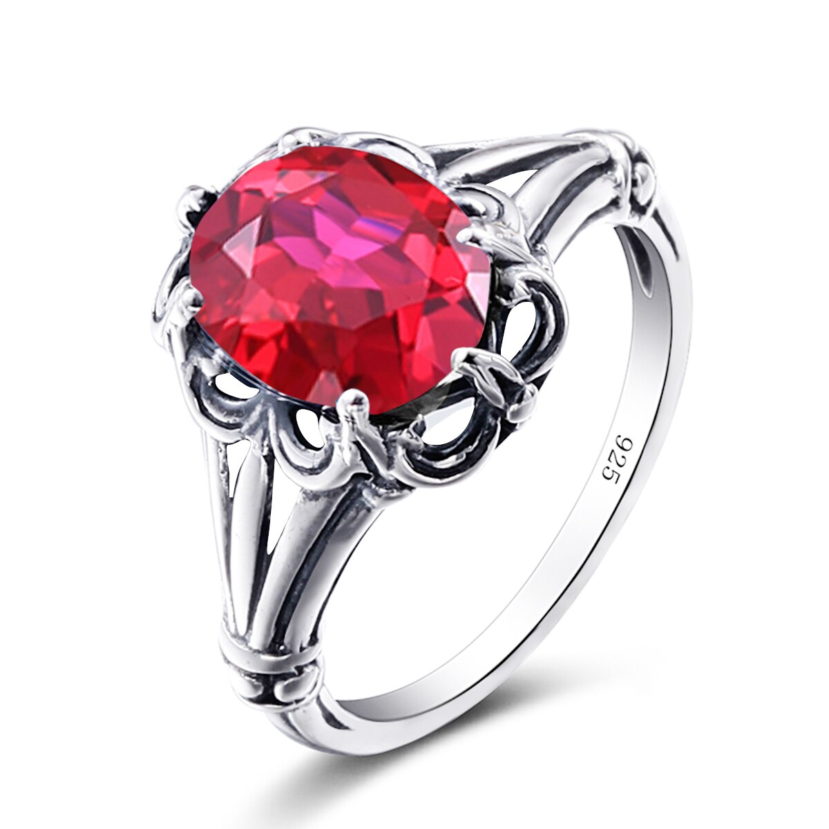 100% 925 Sterling Silver Rings Oval Design Garnet Bohemian Handmade Victoria Wieck Rings For Women Fine Jewelry Ruby