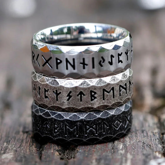 Nordic Retro Rune Ring For Men Women Simple 316L Stainless Steel Odin Letter Rings Couple Amulet Jewelry Accessoires Gifts