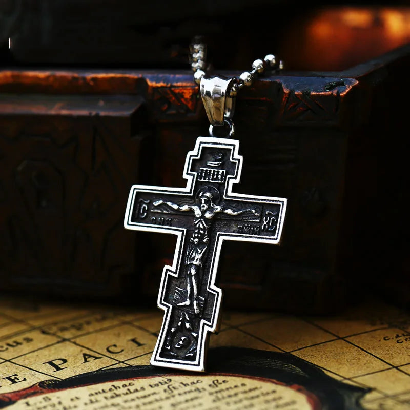 2022 NEW Men's 316L stainless-steel n Jesus Cross Amulet Pendant Necklace for teens punk biker Jewelry Gift free shipping