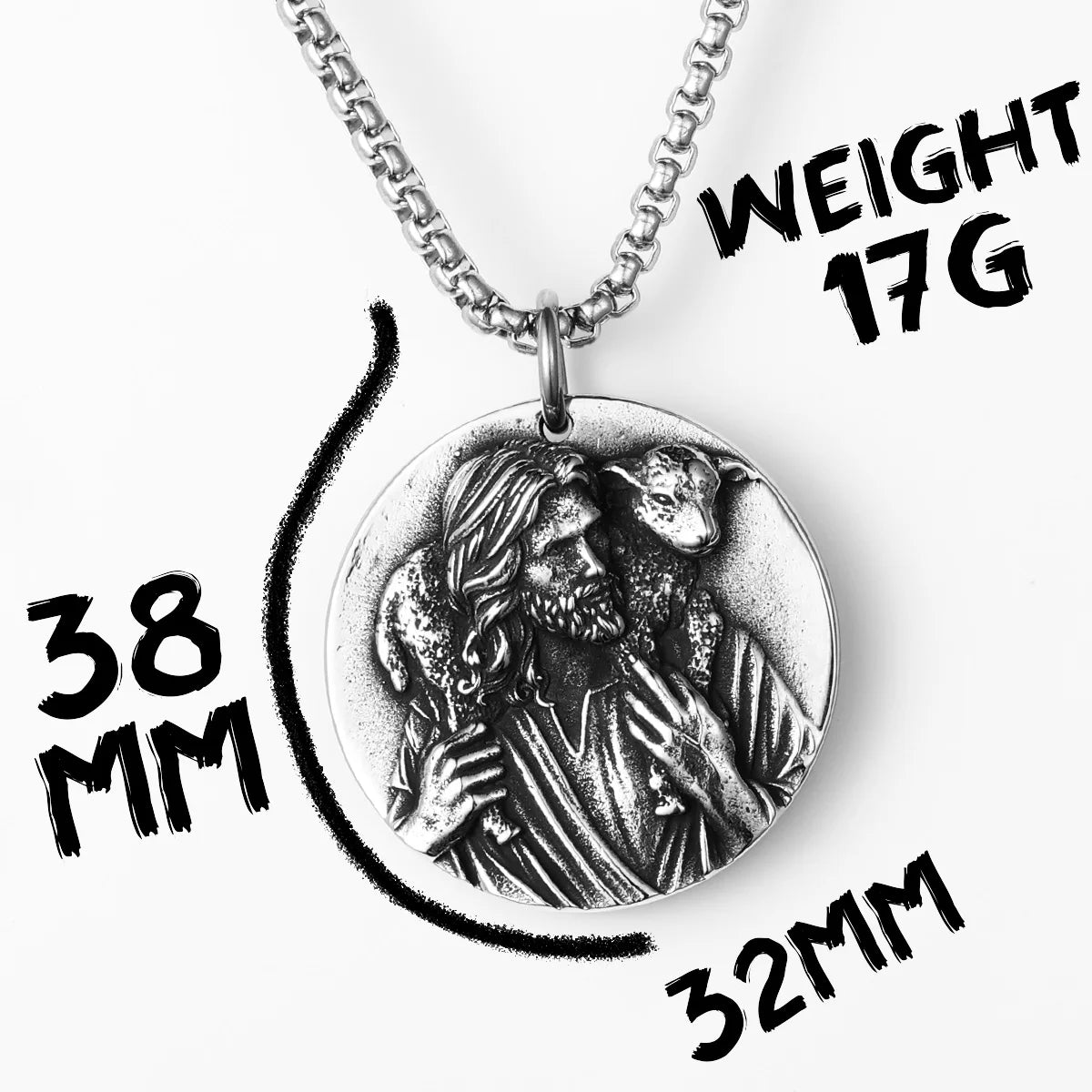 Christian Jesus Shepherd Stainless Steel Men Necklaces Pendants Chain Powerful Amulet Cool New for Women Jewelry Gifts Wholesale