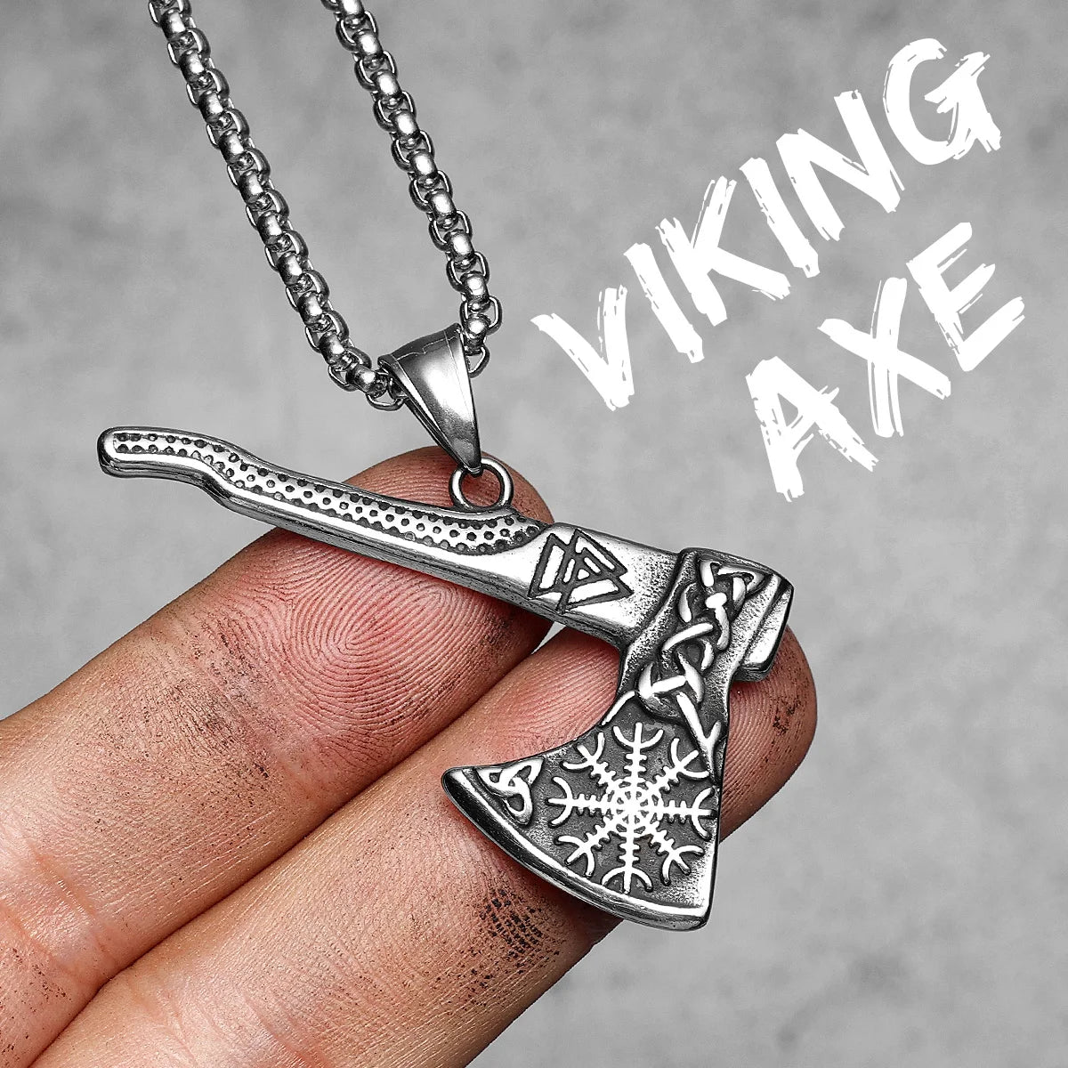 Collar con colgante de acero inoxidable con diseño de armas vikingas para hombre, estilo nórdico, estilo retro rock, punk, rap, para amigos, regalo de joyería masculina.