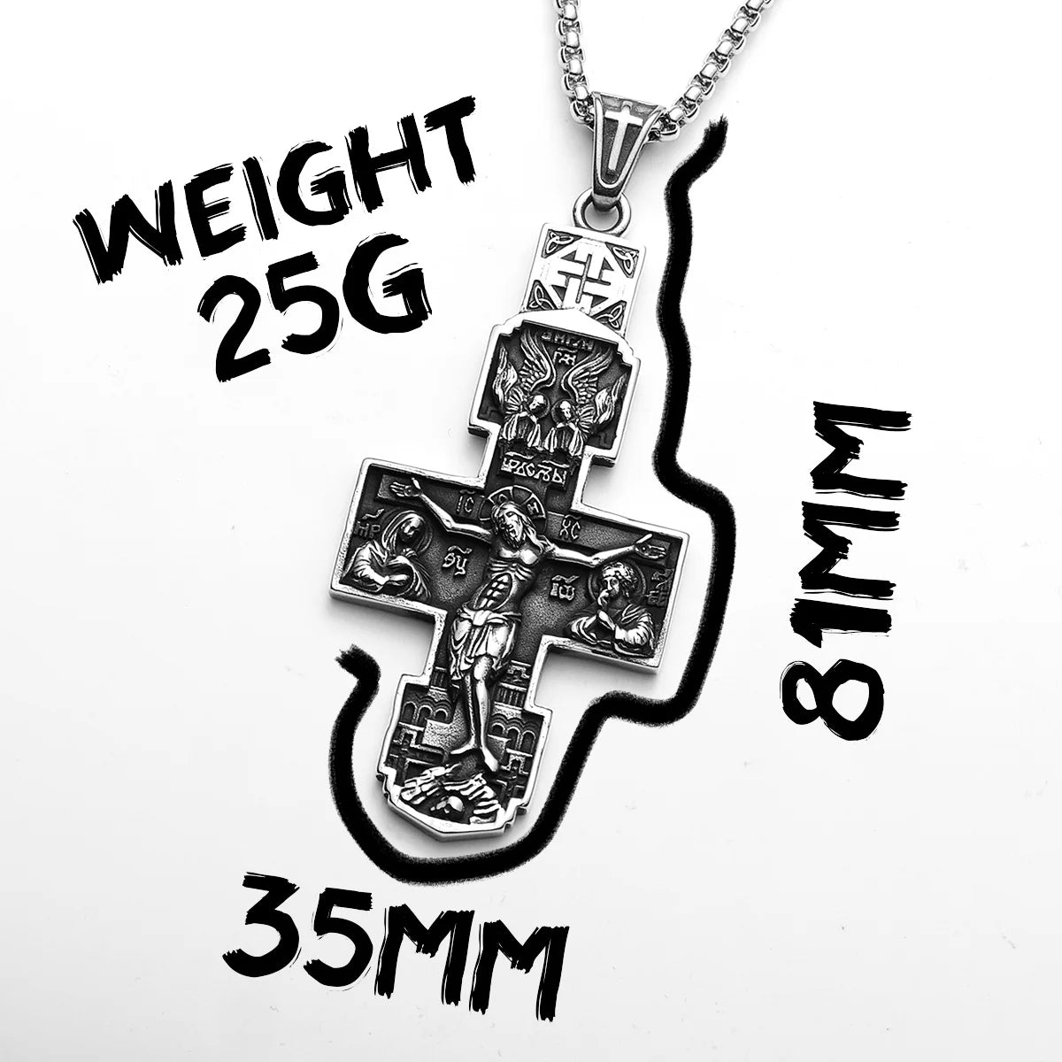 Retro Carving Jesus Cross Stainless Steel Men Necklaces Pendant Chain Punk For Women Fashion Jewelry Gifts
