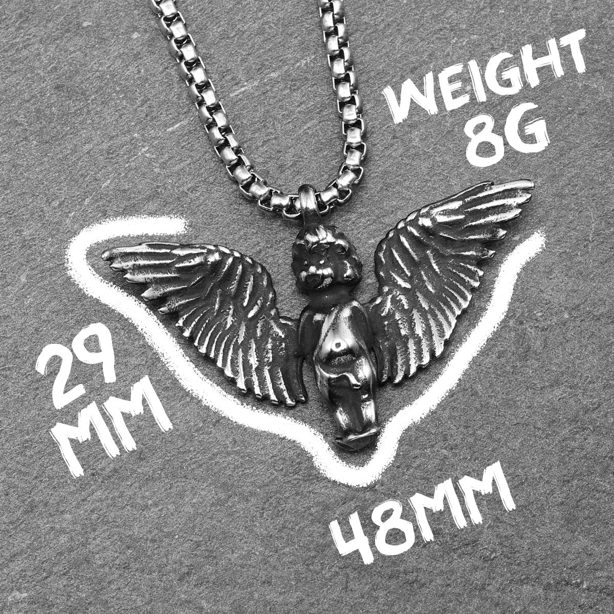 Angel's Wings Cute Cherub Stainless Steel Men Necklaces Pendant Chain Punk For Women Fashion Jewelry Gifts Wholesale Dropshiping