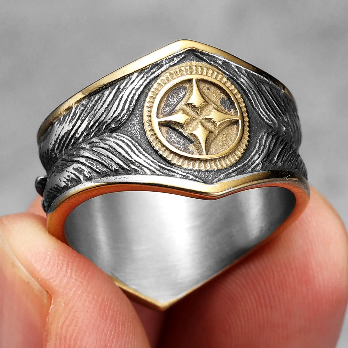 Starry Ring 316L Stainless Steel Star Men Ring Punk Rock Rap for Biker Male Boyfriend Mariner Jewelry Creative Gift Dropshipping
