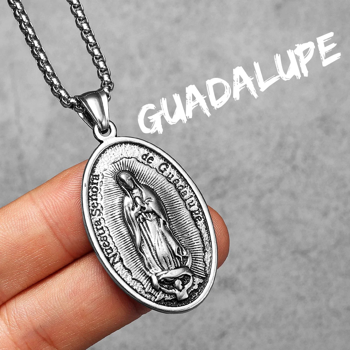 Catholic Guadalupe Powerful Amulet Rose Stainless Steel Men Necklaces Pendant Chain Vintage For Women Jewelry Gifts Wholesale