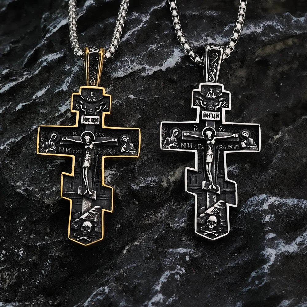 European and American style Jesus cross personalized fashion talisman for men's titanium steel pendant necklace jewelry