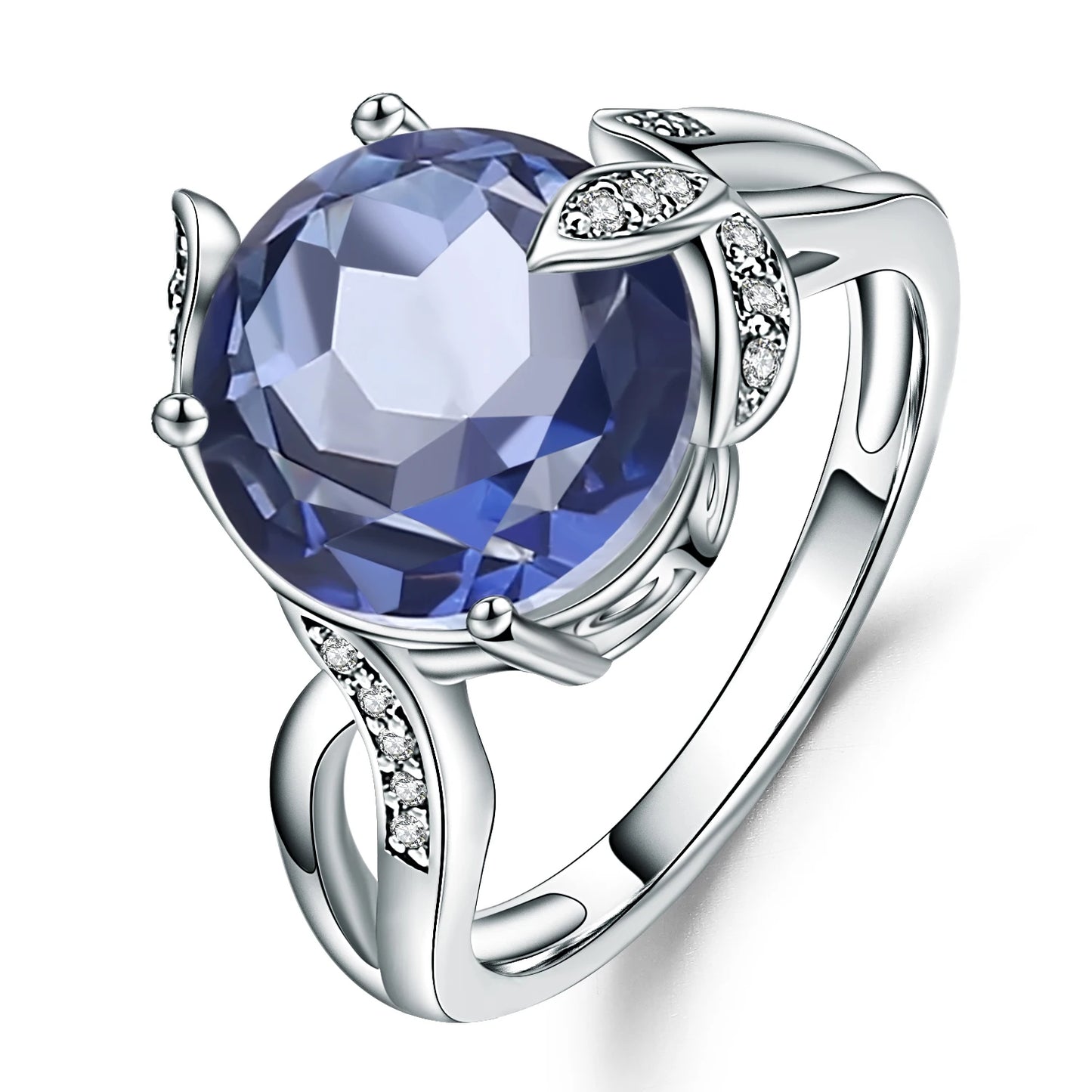 GEM'S BALLET 4.79Ct Natural Iolite Blue Mystic Quartz Gemstone Rings Solid 925 Sterling Silver Fine Jewelry For Women Wedding 925 Sterling Silver Mystic Quartz