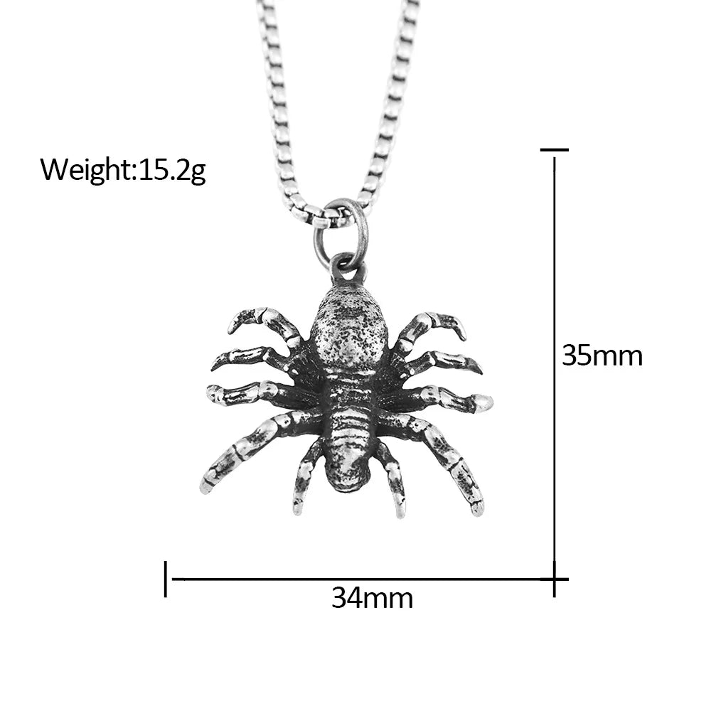 Unique Gothic Thousand Eyes Spider Pendant Stainless Steel Fashion Punk Spider Necklaces Men's Singular Animal Jewelry