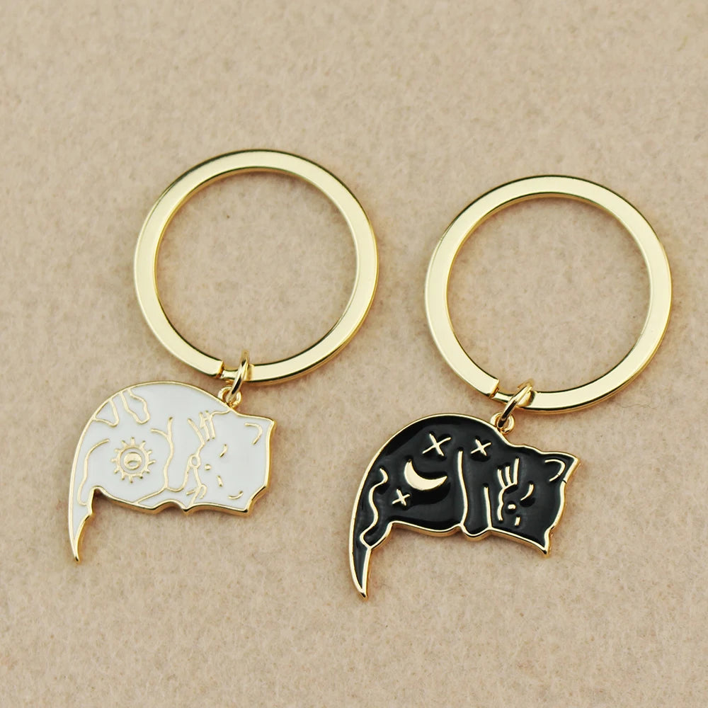 Cat Couple Necklaces For Lovers Yin Yang Animal Pendant Necklace Heart Couples Friendship Jewelry for Lovers Best Friends Gift