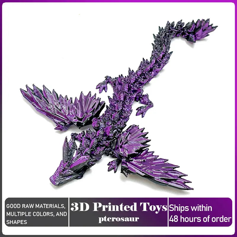 3D Printed Dragon with Movable Wings - Office Desk Accessory, Creative Home Decor, Perfect Christmas Present Holiday Gift