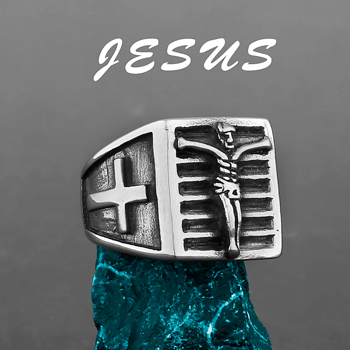 Stainless Steel Catholic Christian Cross Faith Amulet Ring Women Men Unisex Ring Multi Style Finger Jewelry Creative Gift
