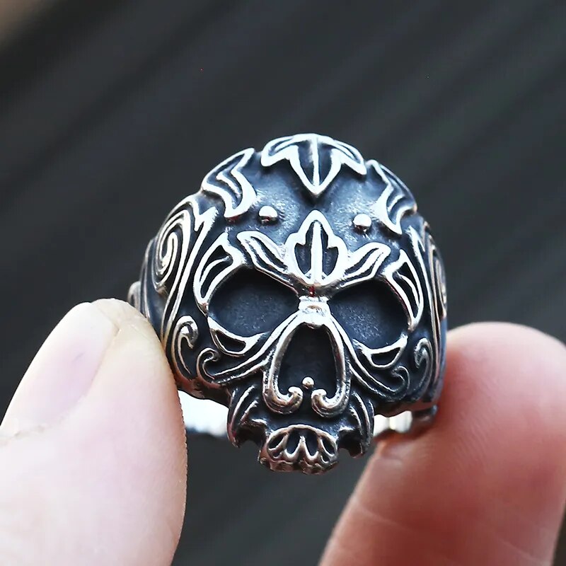 2023 New 316L Stainless Steel Skull Ring Gothic Vintage Anels For Man Heavy Punk Rock Goth Demon Jewelry Party&Boyfriend Gift