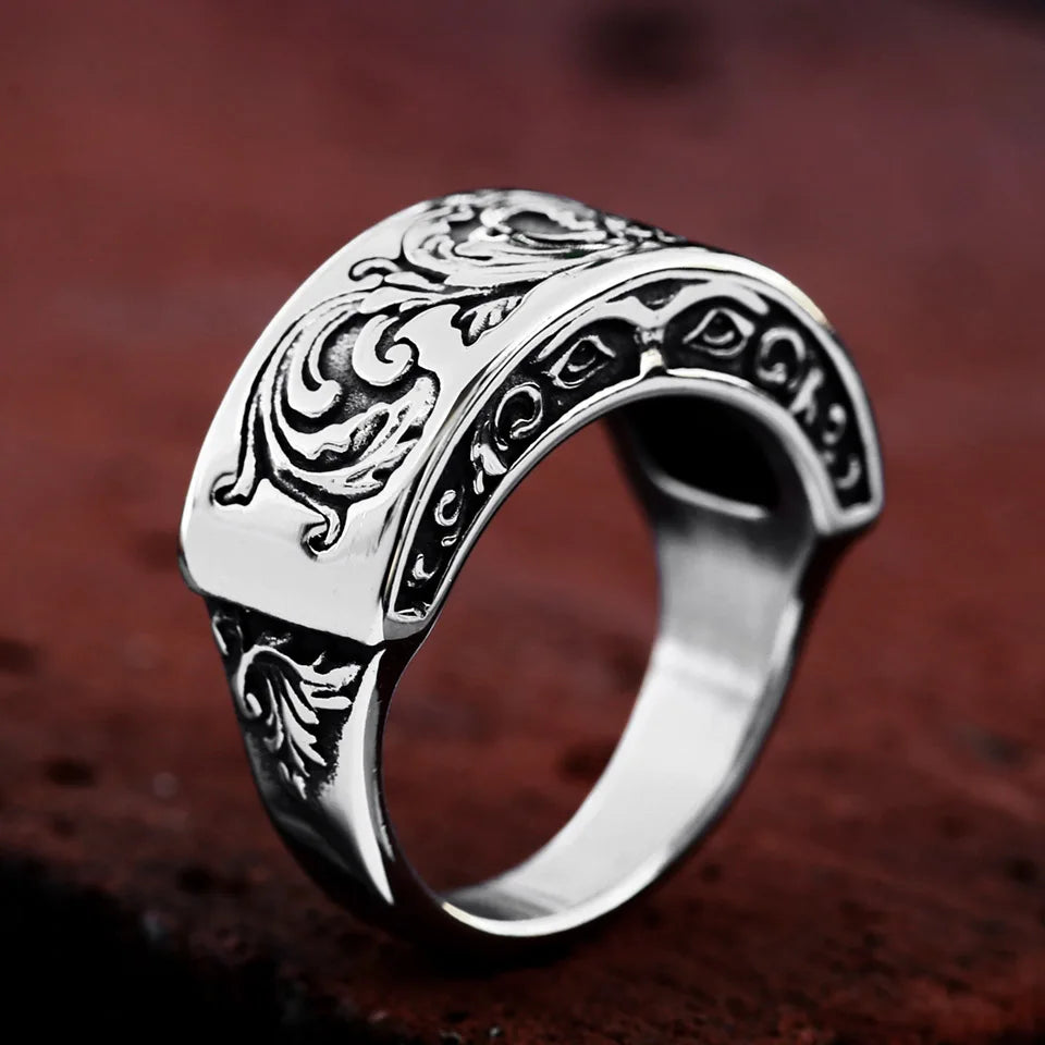 BEIER Cross Antiqued Northern Europe Viking 316L Stainless Steel Ring Gothic Pattern Jewelry  Factory price  BR8-215 US Size