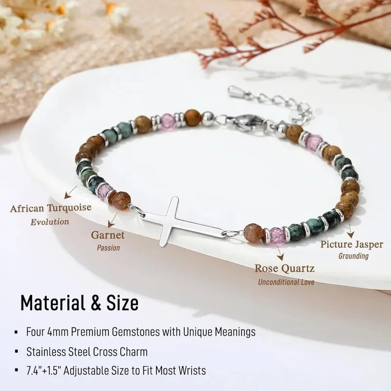 Cross Bracelet for Women, Steel Birthday Christian Confirmation Baptism Easter Unique Gift for Girls Friends Daughter Mom Sister