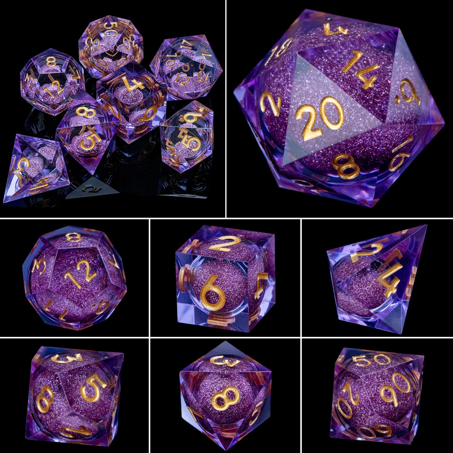 Flower Ring Dice Set & Dnd Liquid Flow Eye D and D Sharp Edge Dice For RPG D20 Dungeon and Dragon Pathfinder Role Playing Games LS-25