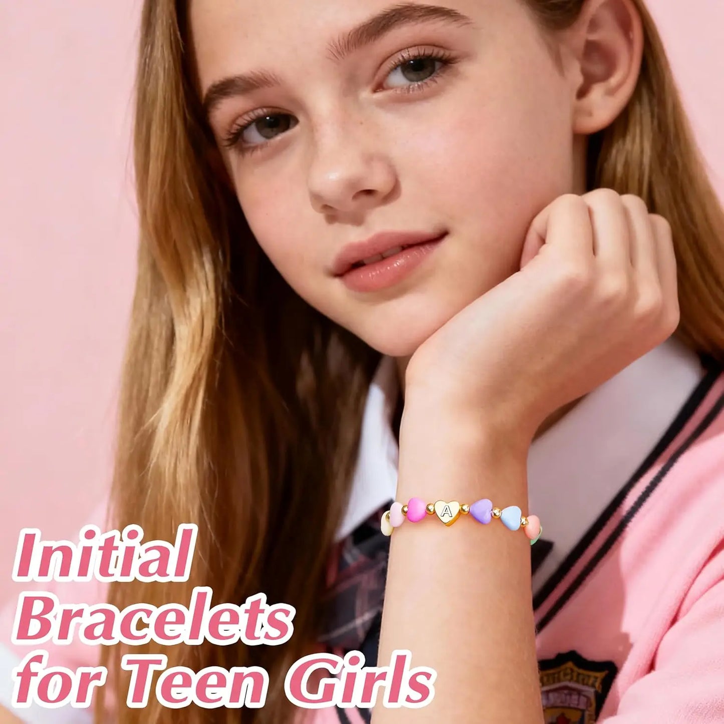 Easter Basket Stuffers for Teen Girls Kids Women,  Letter A-Z Charm Bracelet, Birthday Gifts for Ganddaughter, Sisters, Toddler