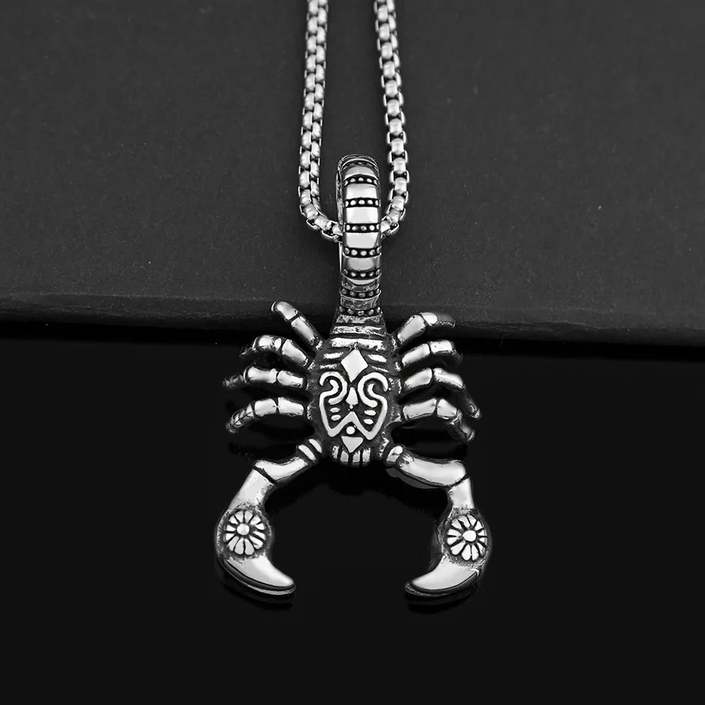 Stainless Steel Retro Poisonous Scorpion Pendant Chain Unique Animal Necklace for Men Trendy Charm Jewelry Accessories