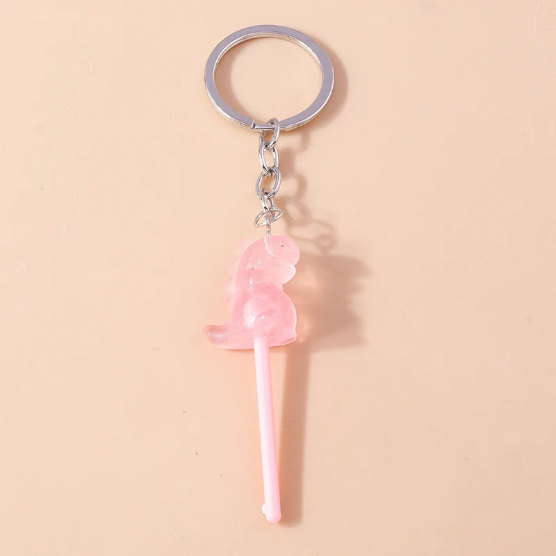 Lovely Resin Candy Lollipop Keychain Mini 3D Simulation Food Key Rings for Men Women Handbag Pendants DIY Kids Jewelry Gifts as picture shows 11