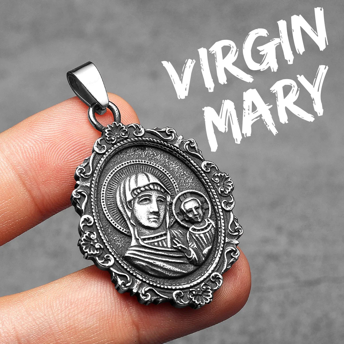 Virgin Mary Powerful Amulets Stainless Steel Men Necklaces Pendant Chain Punk Trendy For Women Fashion Jewelry Gifts Wholesale