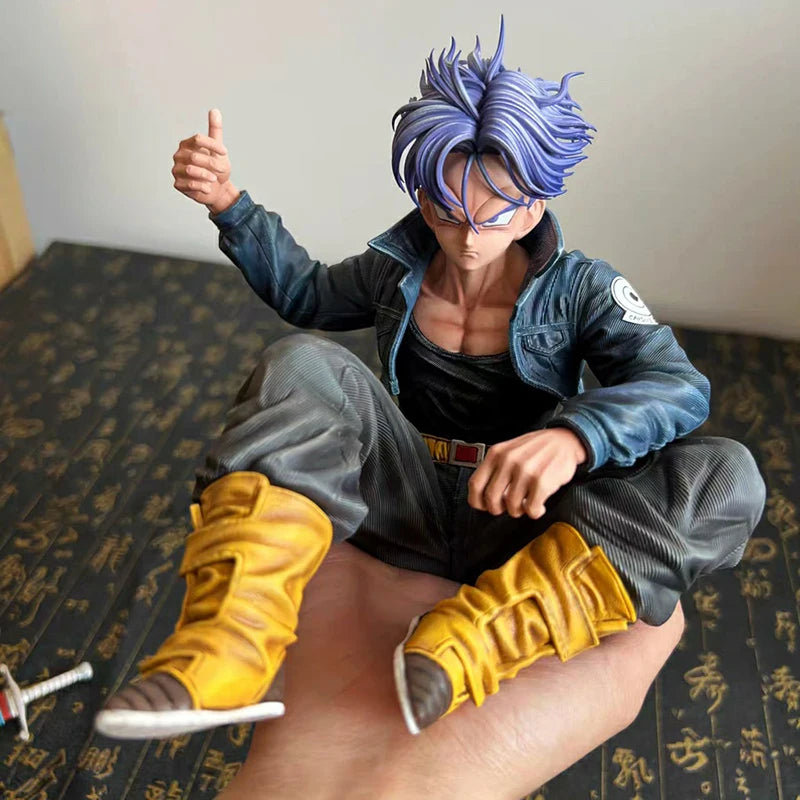 GK Dragon Ball Trunks Action Figure Statue 16cm PVC Ornaments Anime Super Saiyan Sitting Position Torankusu Figurine Model Toys