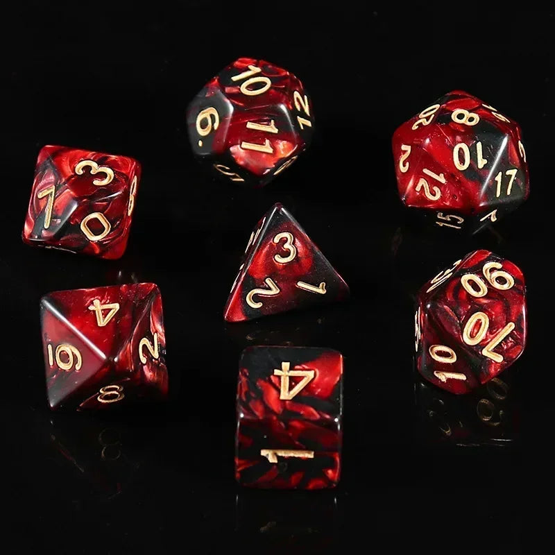 7 Pcs of Colorful Dice D20 D12 D10 D8 D6 D4 for DND Table Board Game Running Group Acrylic Digital Dice Set xrdaj